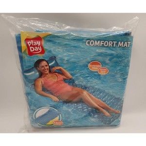Play Day Inflatable Neon Blue Comfort Mat Pool Float Adult Size